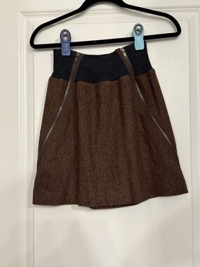 Theory Gretchyn W Donegal Bay Wool Silk Blend Tweed Mini Skirt Zippers Size 8